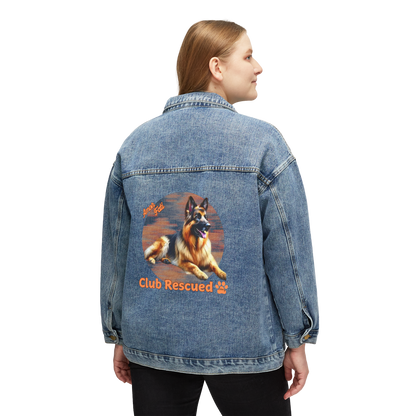 German Shepherd Club Rescued Women's Denim Jacket Amor Fati