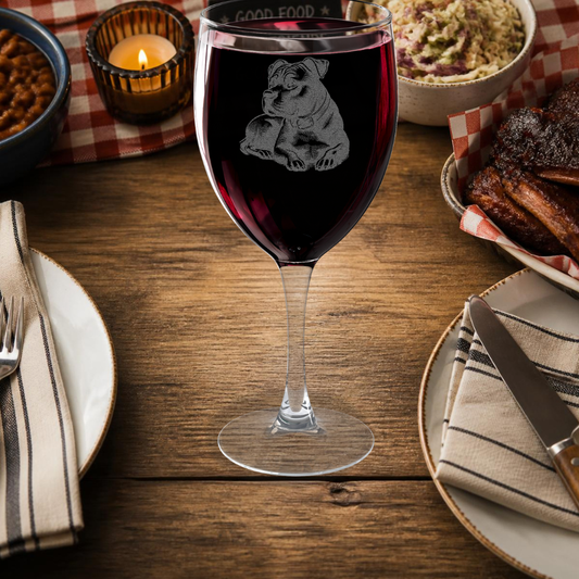 Pitbull  Engraved Wine Glass