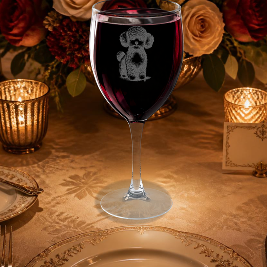 Toy Poodle Engraved Wine Glass