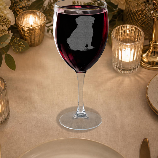 Pug Engraved Wine Glass