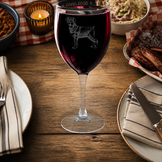 Rottweiler Engraved Wine Glass