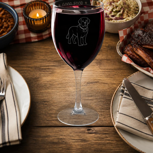 Saint Bernard Engraved Wine Glass