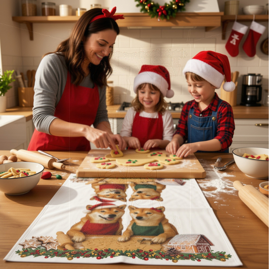 Shiba Inu Christmas Cookie Baker Tea Towels for Holiday Cheer