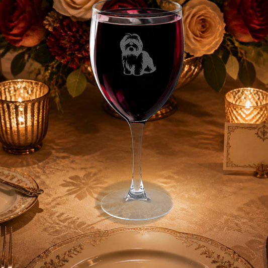 Shih Tzu  Engraved Wine Glass