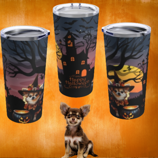 Haunted Mansion Chihuahua Halloween Drink Tumbler