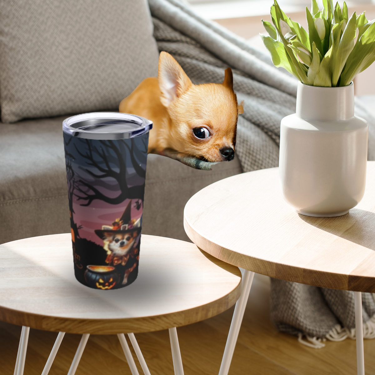 Haunted Mansion Chihuahua Halloween Drink Tumbler