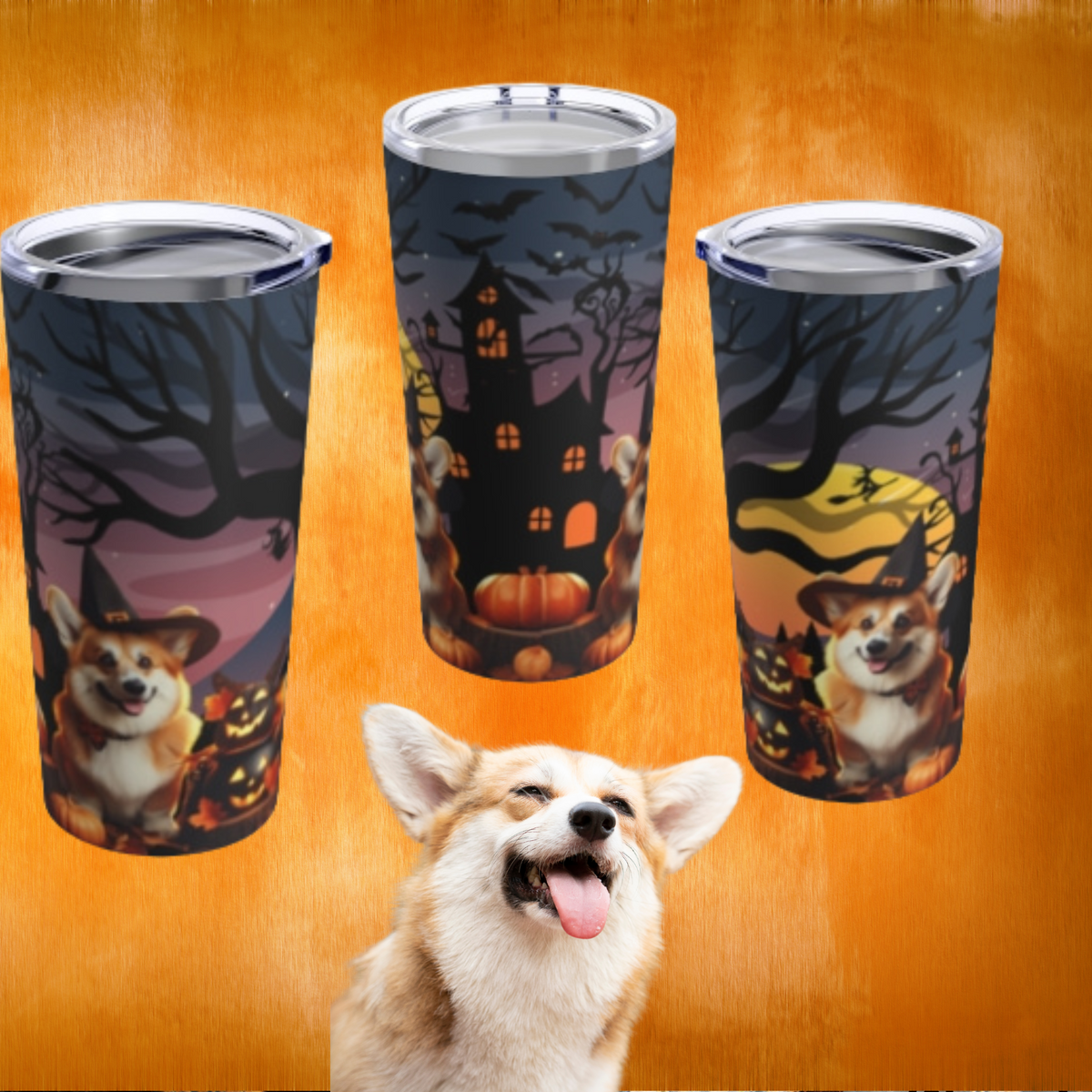 Corgi Halloween Witch tumbler