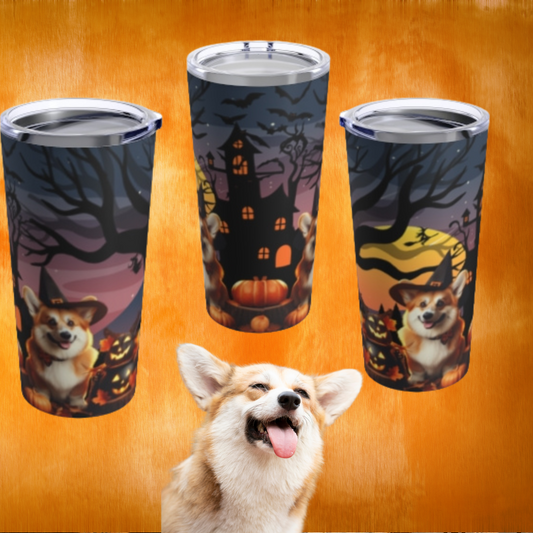 Corgi Halloween Witch tumbler