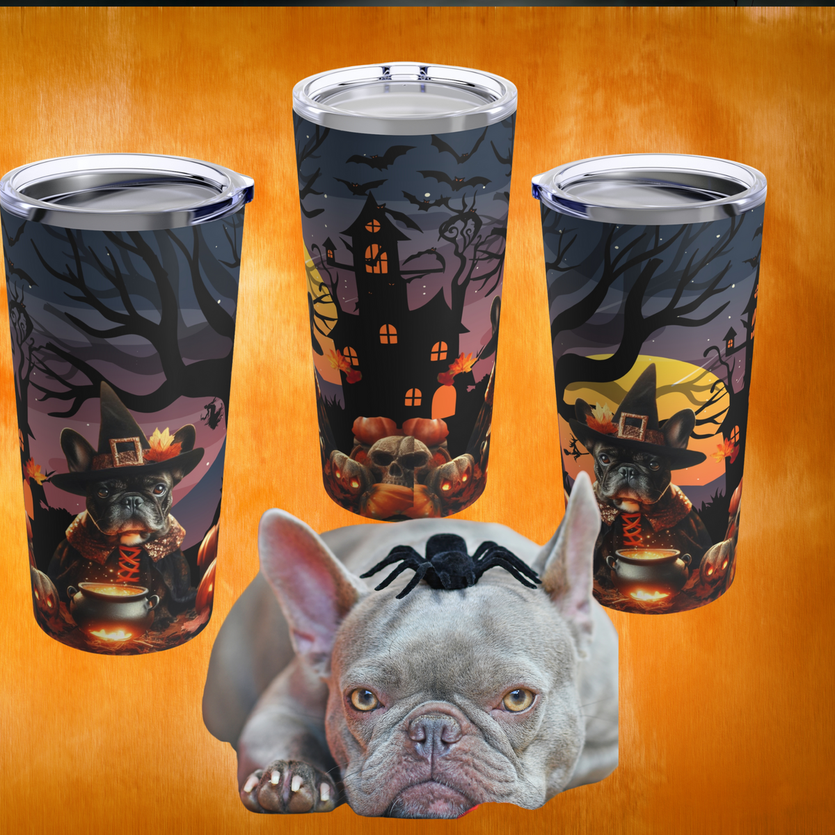 Enchanting French Bulldog Witch Halloween Tumbler
