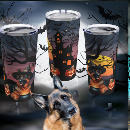 German Shepherd Witch Halloween Coffee Tumbler