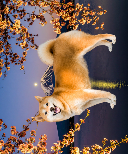 Shiba Inu Mount Fuji  Sherpa Fleece Blanket - Cozy Pet Lover Gift