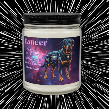 Rottweiler Cancer Zodiac Celestial Soy Candle – Eco-Friendly Scented Jar