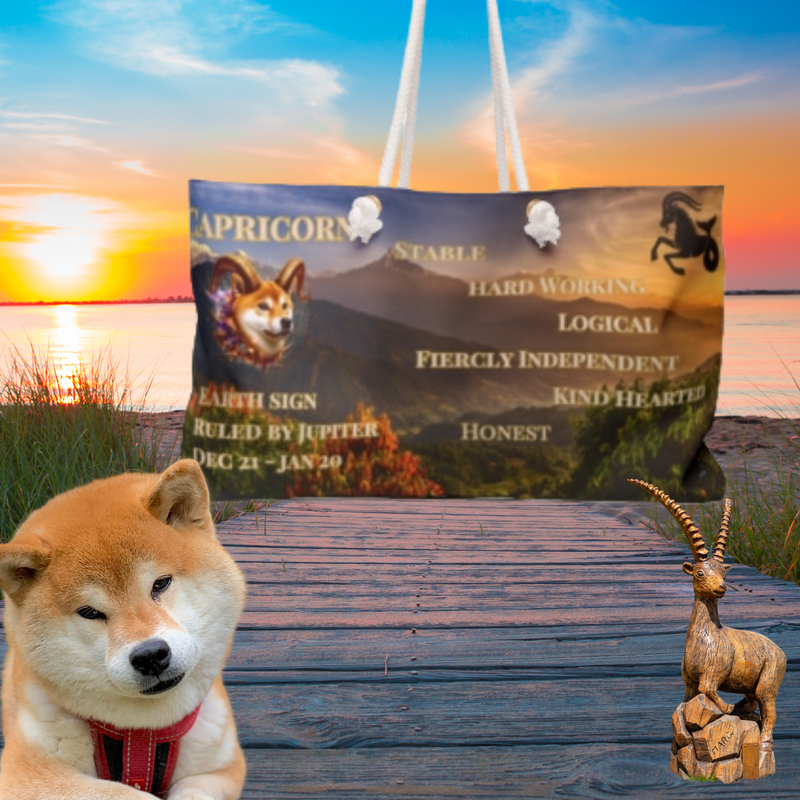 Capricorn as Shiba Inu Weekender Bag. Capricorn zodiac Dec 22 - Jan 21