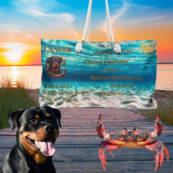 Cancer as Rottweiler Weekender Bag Cancer Zodiac June 22  July 22