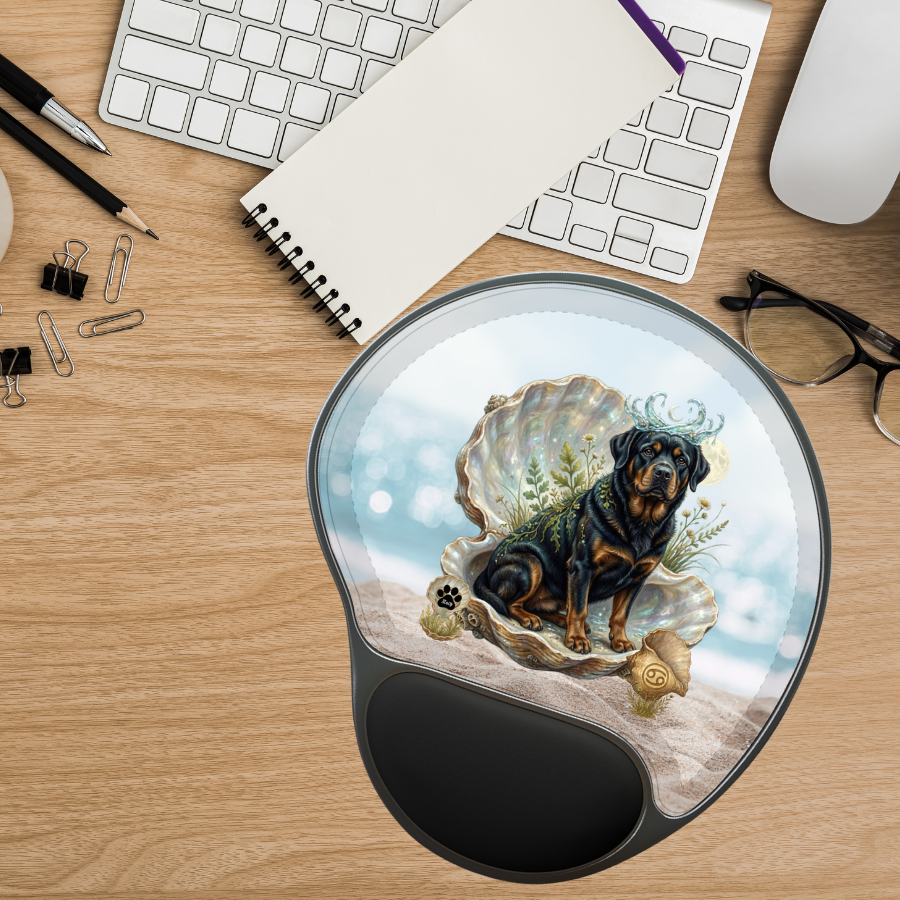 Luxury Cancer Zodiac Rottweiler Mouse Pad - Premium Water Element Office Desk Decor