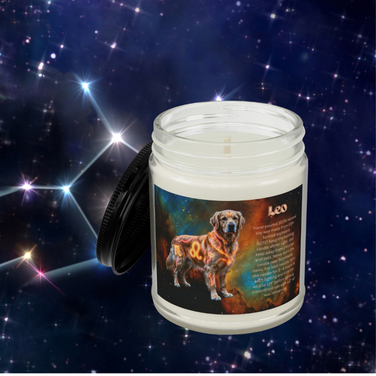 Golden Retriever Leo Zodiac Scented Soy Candle - Celestial Astrology Gift