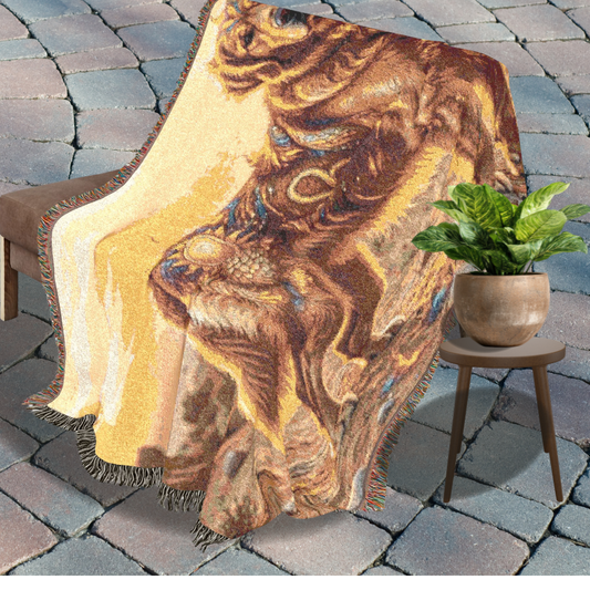 Leo Zodiac Golden Retriever Woven Blanket