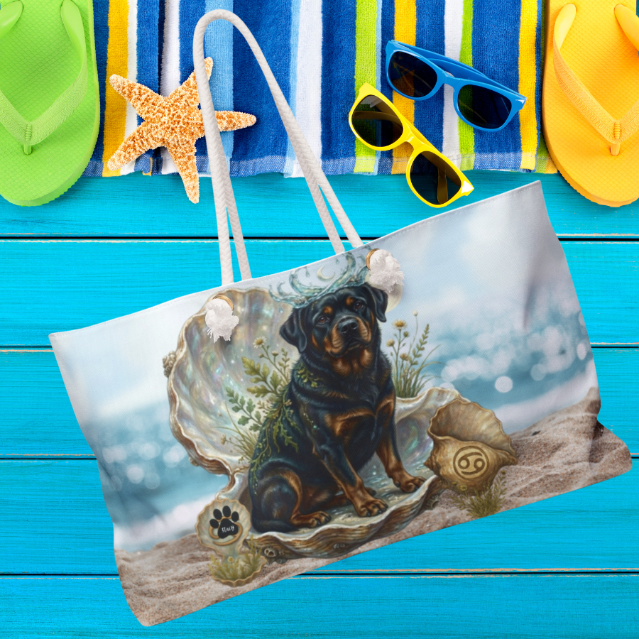Cancer Zodiac Rottweiler Elements Text-Free Premium Weekender Bag