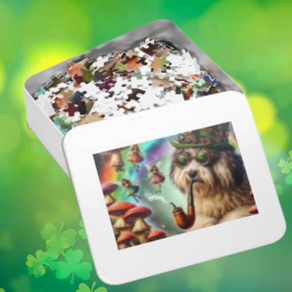St Patricks day Irish wolfhound fairy circle Jigsaw Puzzle (30, 110, 252, 500,1000-Piece)