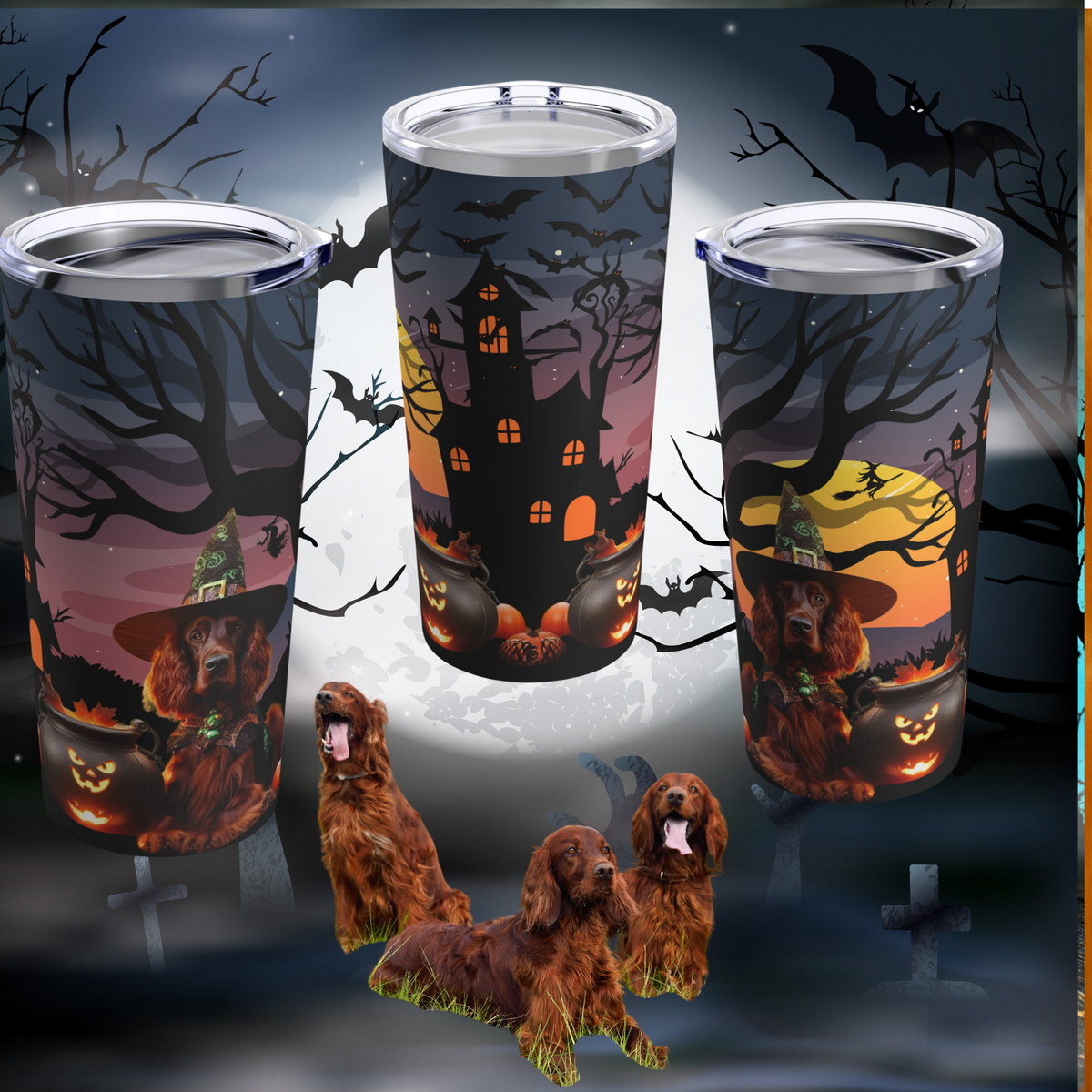 Witchy Irish Setter Tumbler with Lid