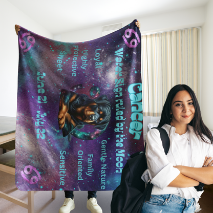 Celestial Zociac Cancer as Rottweiler Sherpa Fleece Blanket - Dog Breed Zodiac