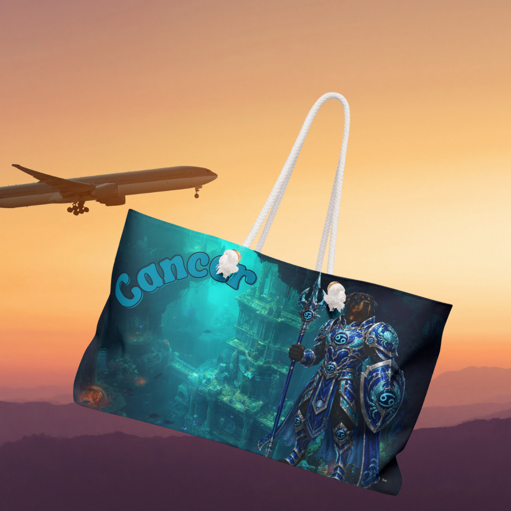 Cancer Zodiac Rottweiler Warrior Weekender Bag | Sassy Novelties Travel Tote
