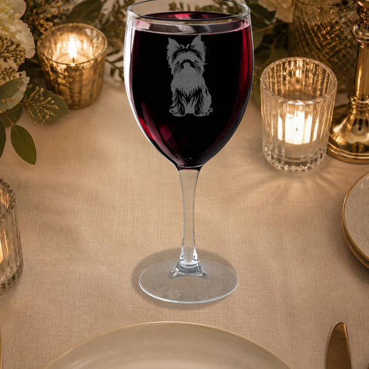 Yorkshire Terrier Engraved Wine Glass