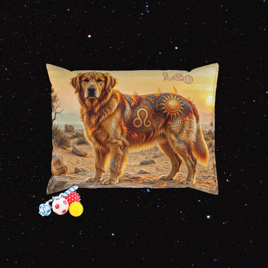 Leo Elements Collection Golden Retriever Pet Bed – Cozy Zodiac Dog Cushion