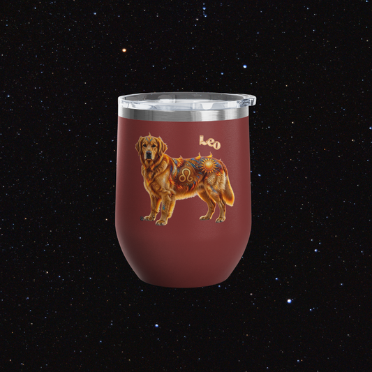Leo Elements Collection Golden Retriever 12oz Stainless Steel Wine Tumbler