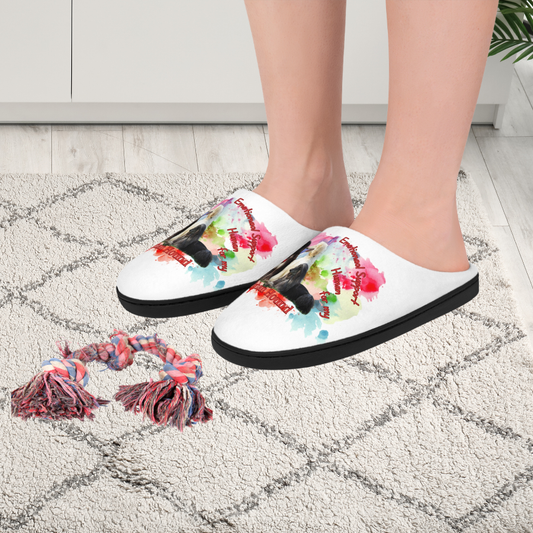 Emotional Support Human  Women's Indoor Slippers - Afghan Hound Design
