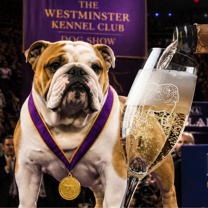 Engraved American Bulldog Champagne Flute — 8 oz Elegant Toast Glass
