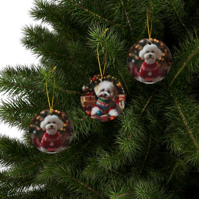 Bichon Frise Naughty or Nice Christmas Ornament set