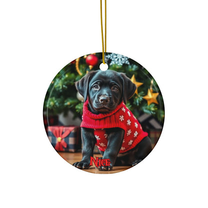 Black Lab Naughty or Nice Christmas Ornament set