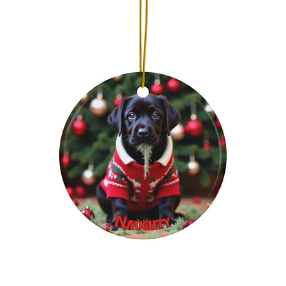 Black Lab Naughty or Nice Christmas Ornament set