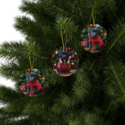 Black Lab Naughty or Nice Christmas Ornament set