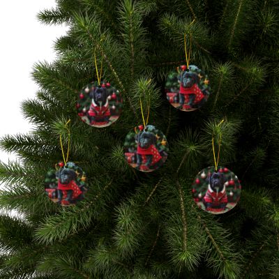 Black Lab Naughty or Nice Christmas Ornament set