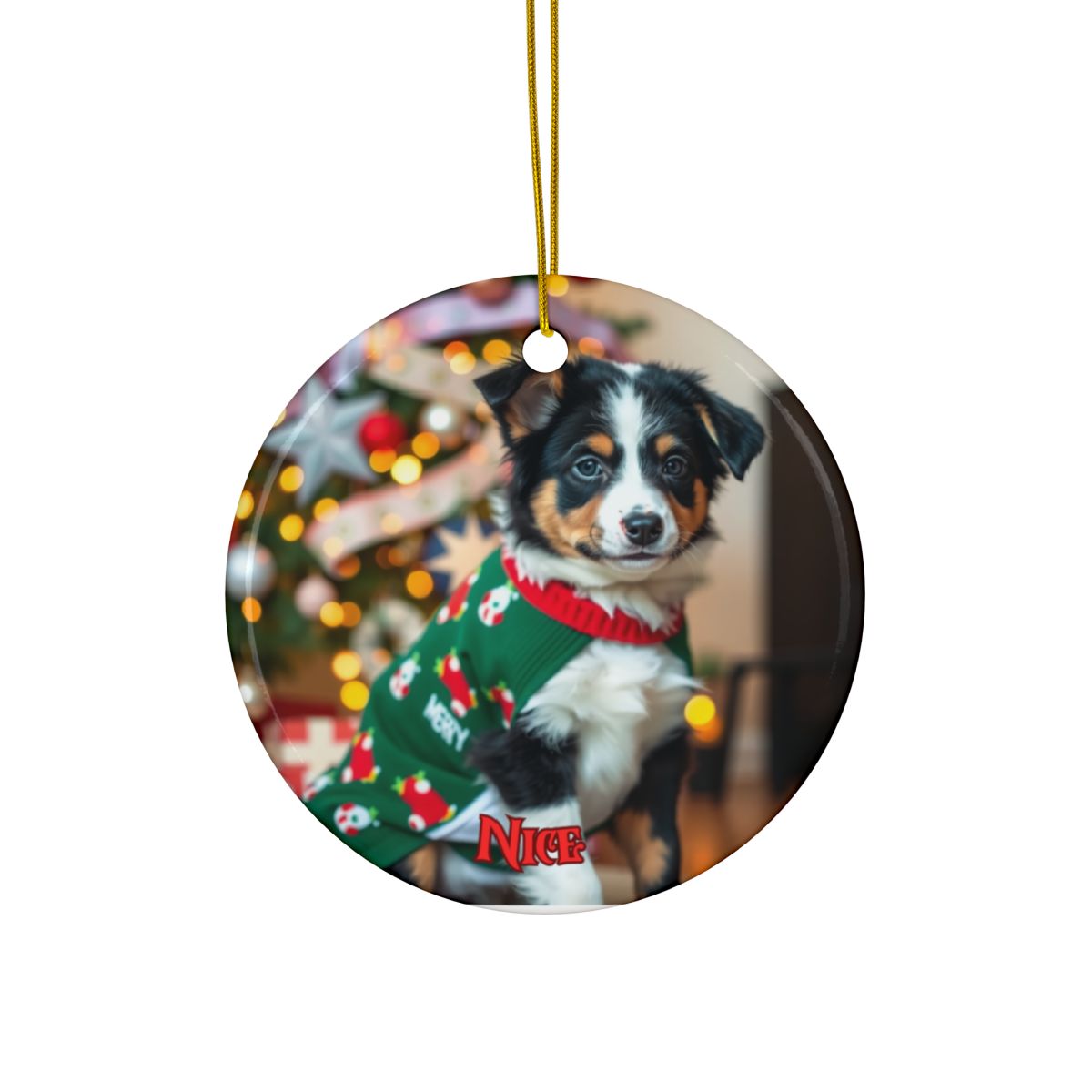 Border Collie Naughty or Nice Christmas Ornament