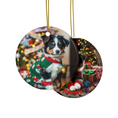 Border Collie Naughty or Nice Christmas Ornament