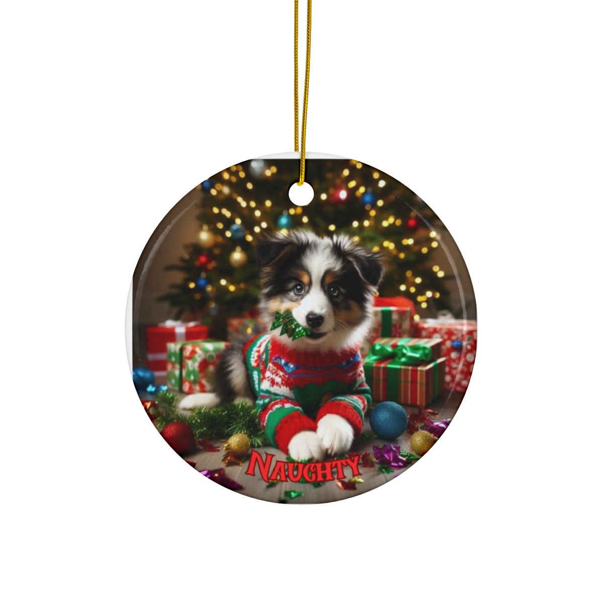 Border Collie Naughty or Nice Christmas Ornament