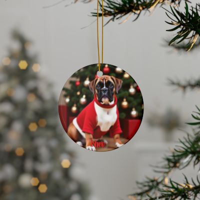 Boxer Naughty or Nice Christmas Ornament set