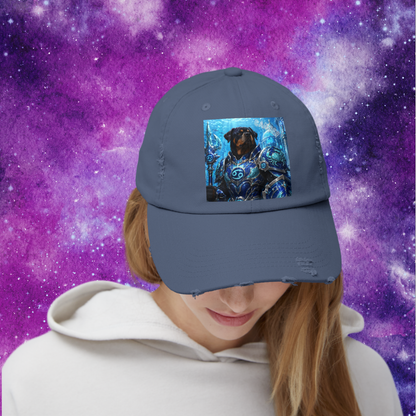 Cancer Zodiac Rottweiler Distressed Cap – Mythic Neptune Knight Abyssal Dog Art Baseball Hat