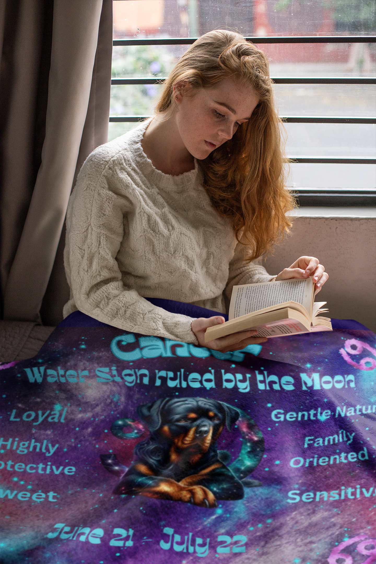 Celestial Zociac Cancer as Rottweiler Sherpa Fleece Blanket - Dog Breed Zodiac