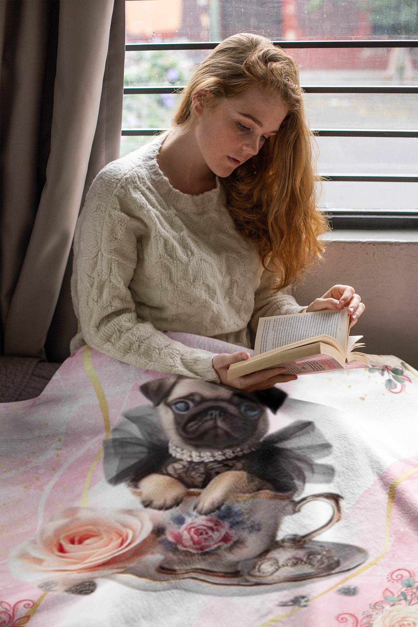 too cute tea cup pug puppy Sherpa Fleece Blanket