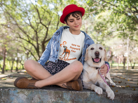 Great Dane MS Awareness T-Shirt – "Here to Support You" Orange Ribbon Tee