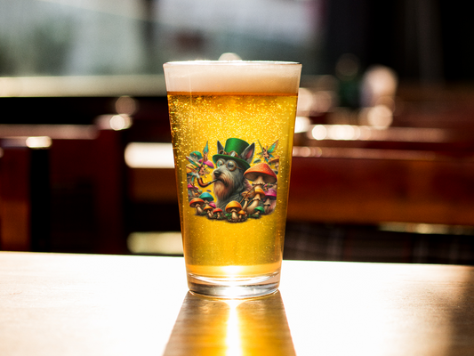 St Patricks day Irish hound fairy circle Frosted Pint Glass, 16oz