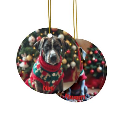 Great Dane Naughty or Nice Christmas Ornament set