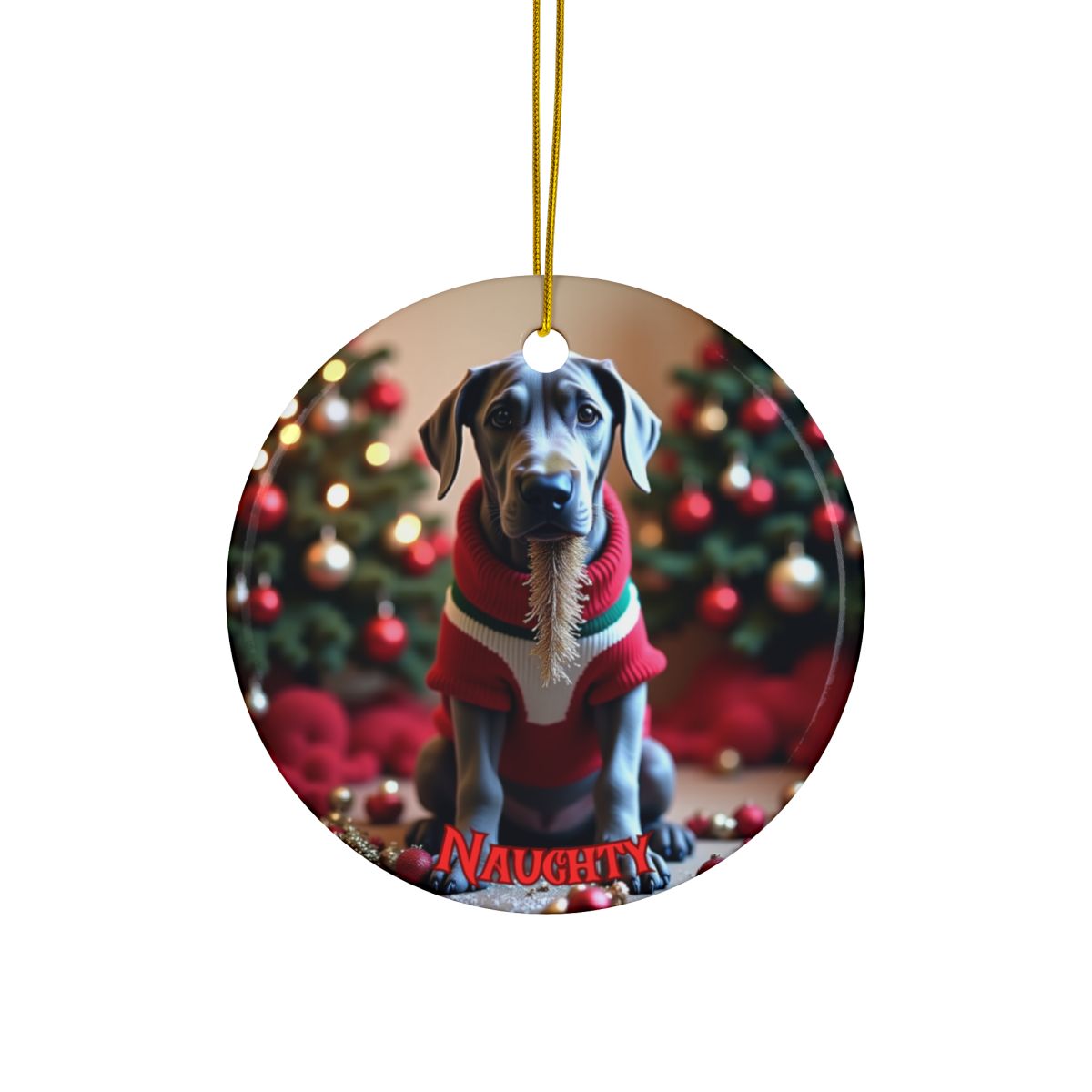 Great Dane Naughty or Nice Christmas Ornament set