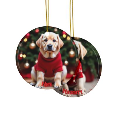 Labrador Retriever Naughty or Nice Christmas Ornament set
