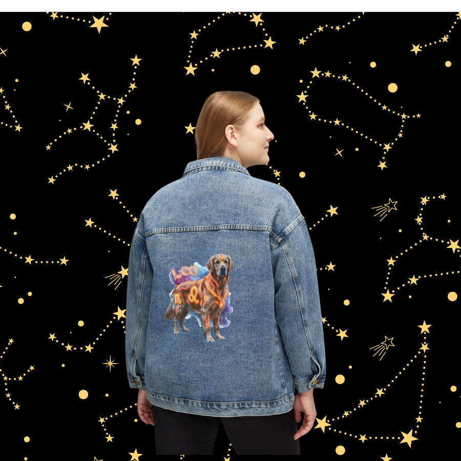 Golden Retriever Leo Celestial Collection Denim Jacket
