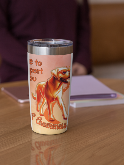 Labrador Retriever MS Awareness Tumbler - "Here to Support You" Mobility Service Dog Travel Mug